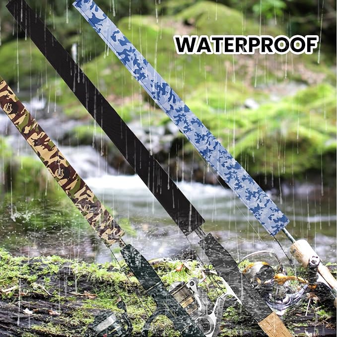 Neoprene Camo Fishing Rod Sleeves,Fishing Pole Sleeves,Fishing Rod Socks | UV Resistance,Puncture Resistant, Protect Casting, Spinning, Trolling Fishing Rods, Storage, tangled-free,75in,68in,60in