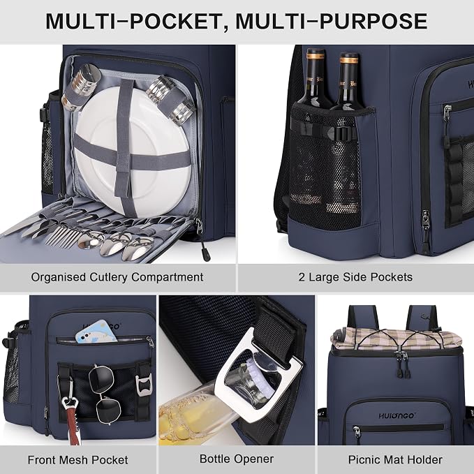 Hulongo Cooler Backpack, 30L Insulated Leakproof Soft Cooler Bag for 52 Cans, Lightweight Backpack for Beach, Picnic, Camping, Hiking, Fishing and Travel