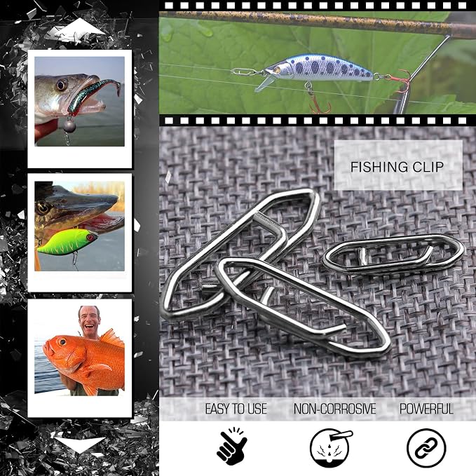 Atibin Stainless Lock Snaps Swivel Steel Saltwater Connector Fishing Snap Line High Strength Fishing Clip Power Lure Connector