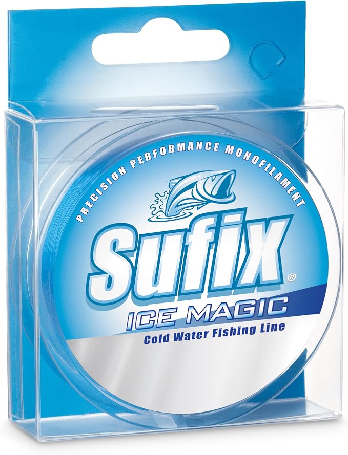Sufix Ice Magic Fishing Line, Low-Temperature, All-Purpose Ice Fishing Monofilament for Smooth Handling and Cold-Weather Performance, 1 LB, Glacier Blue