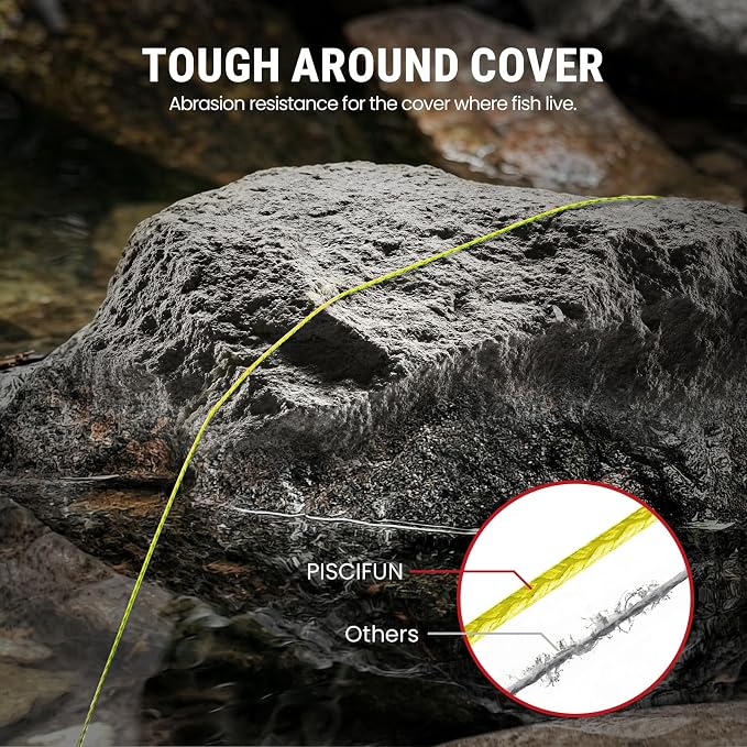 Piscifun Onyx Braided Fishing Line, Superline Abrasion Resistant Braided Lines, Zero Stretch Super Strong, Low Memory, Fast Water Cutting PE Fishing Lines, 6lb-150lb