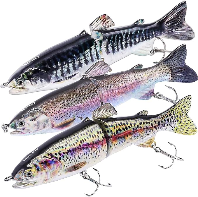 TRUSCEND Swimmax Easy Catch Fishing Lures with BKK Hooks, Wiggling, Vibrating, Rattling and Gurgling for More Bite, Heavy-Duty Dyneema Fiber Jointed Swimbaits for Bass, Trout, Walleye, Crappie, Pike