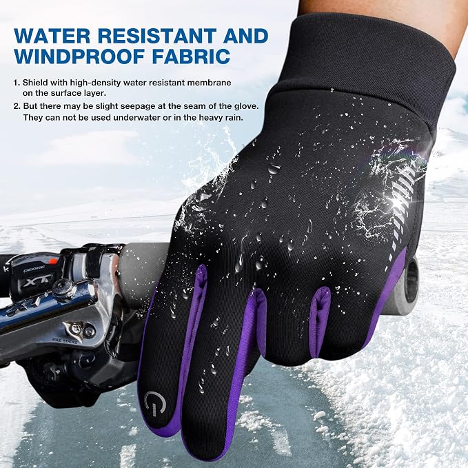 SIMARI Winter Gloves for Women Men - Cold Weather Thermal Touch Screen Ski Snow Glove Liners, Non-Slip Palm & Warm Fleece Lined, for Running Cycling Driving Hiking Walking Sports Outdoor Texting Work