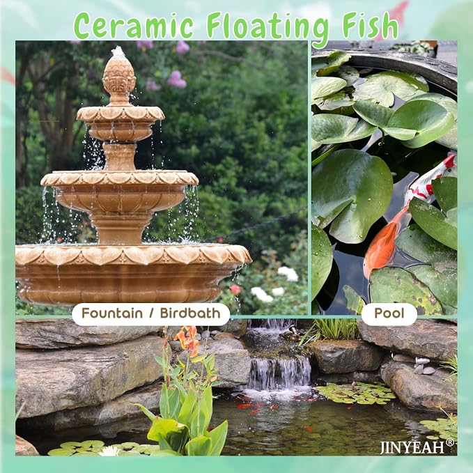 Koi Fish Pond Decor Ceramic Fake Fish Floating 4″ Aquarium Decor Floating Koi Pond Swimming for Birdbath Pond Fountain Fake Aquarium Tea Pet- New