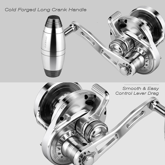 GOMEXUS Slow Pitch Jigging Reel LS20 CNC All Aircraft Grade Aluminum Body Lever Drag Conventional Reels