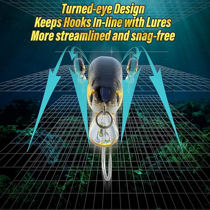 Dr.Fish 30 Pack Single Replacement Hooks for Hard Lures Inline Fishing Hooks High Carbon Steel Spinner Jerkbait Crankbait Popper Walking Bait Plugs
