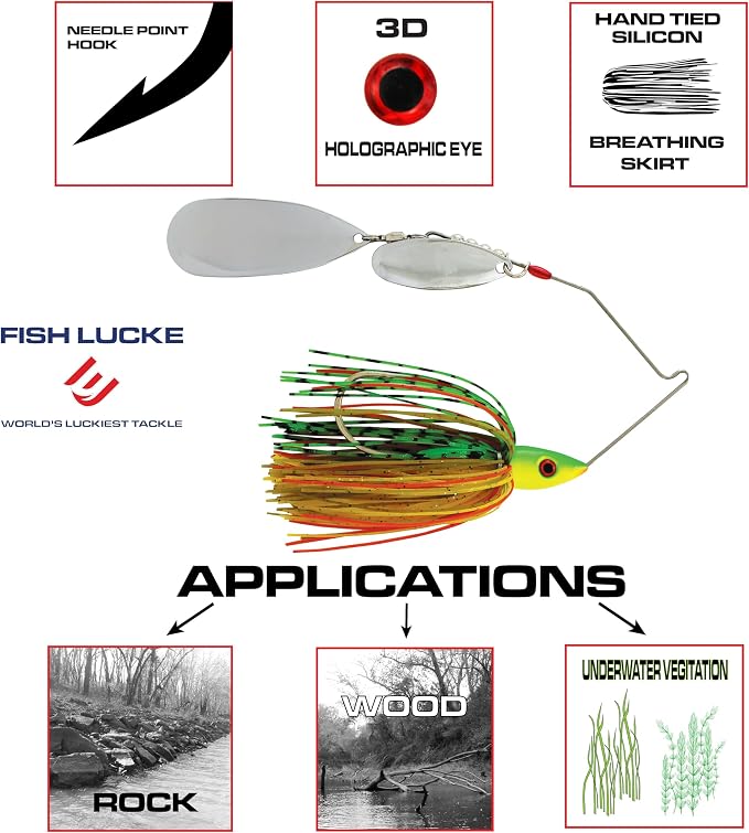 Luck E Strike Hydra-Vibe Spinner Bait with Custom Blades