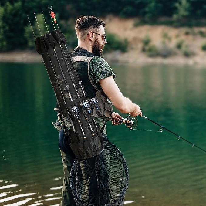 Fishing Rod Bag Fishing Rod Case, Durable Folding 900D Oxford Fabric Portable Large Capacity Waterproof, Fishing Gifts for Men Boys