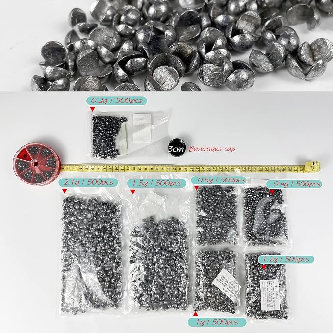 Removable Split-Shot,500Pcs Lead Sinking Split Shots Fishing Sinkers,Fishing Weights Sinkers