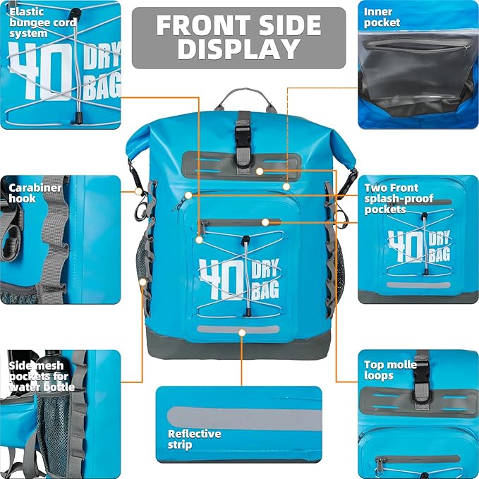 MORXPLOR Dry Bag Waterproof,5L/10L/20L/30L/40L/55L Roll Top Dry Bag Backpack with WaterProof Phone Case for Swim,Kayak