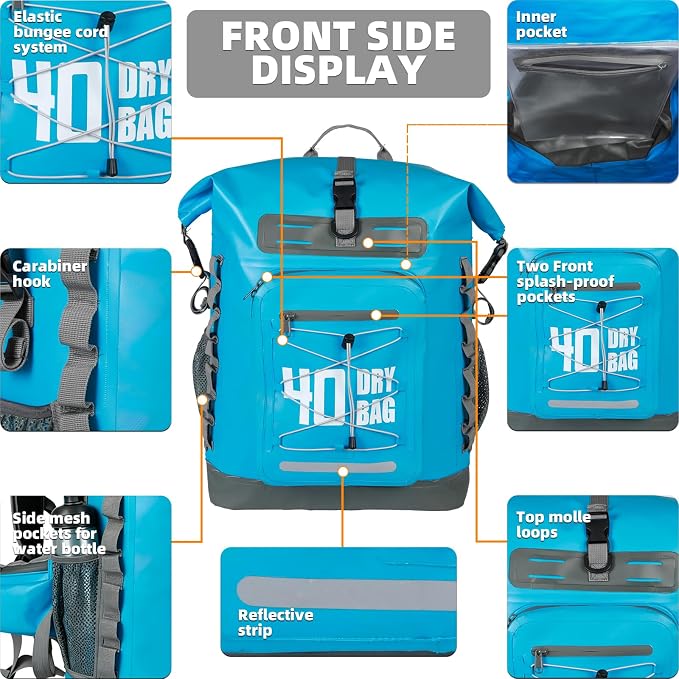 MORXPLOR Dry Bag Waterproof,5L/10L/20L/30L/40L/55L Roll Top Dry Bag Backpack with WaterProof Phone Case for Swim,Kayak