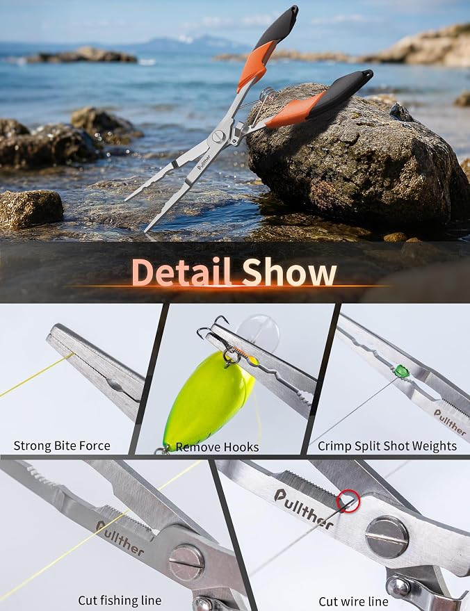 Fishing Tools Kit, Fishing Pliers,Fishing Scissors, Fishing Line Cutter for Braided Fishing Line,Fishing Gear with Lanyard