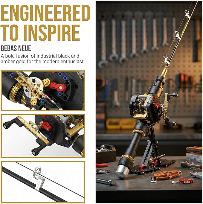 Fishing Rod Building Block Set [589+] Pieces - Compatible with LEGO STEM Building Toys; Gift for Children, Adults, and Home Decor