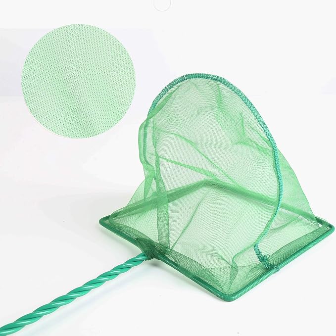 4 Pack Aquarium Fish Net Fine Quick Catch Mesh Nylon Fishing Catch Nets with Plastic Handle for Fish Tank Mesh Nets Scoop - Green
