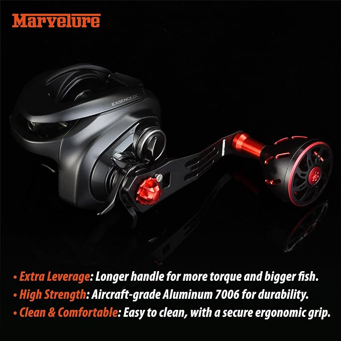 Power Handle 2.95'' (75 mm) Compatible for Shimano Curado Tranx, Daiwa Lexa, Penn Fathom Squall Low Profile, Okuma Komodo, Quantum Accurist Baitcasting Reels