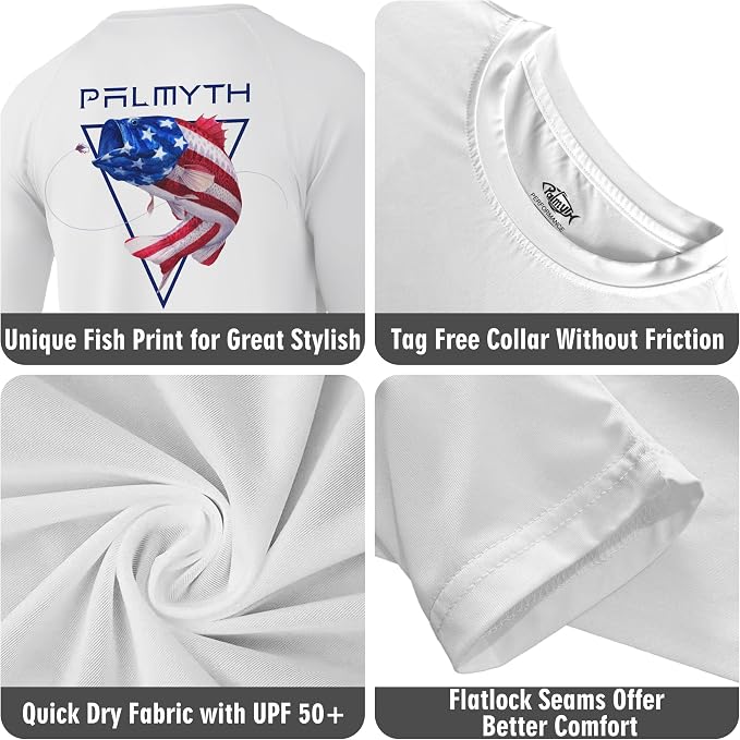 Palmyth Fishing Shirts for Men Long Sleeve UPF 50+ T Shirt Sun Protection Tee