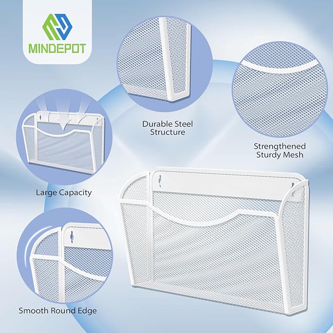 Wall File Organizer,Hanging Wall Mounted File Folder Binder Holder Mail Organizer for Office,Home and School Supplies