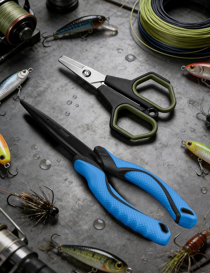 Fishing Tools Kit, Fishing Pliers,Fishing Scissors, Fishing Line Cutter for Braided Fishing Line,Fishing Gear with Lanyard
