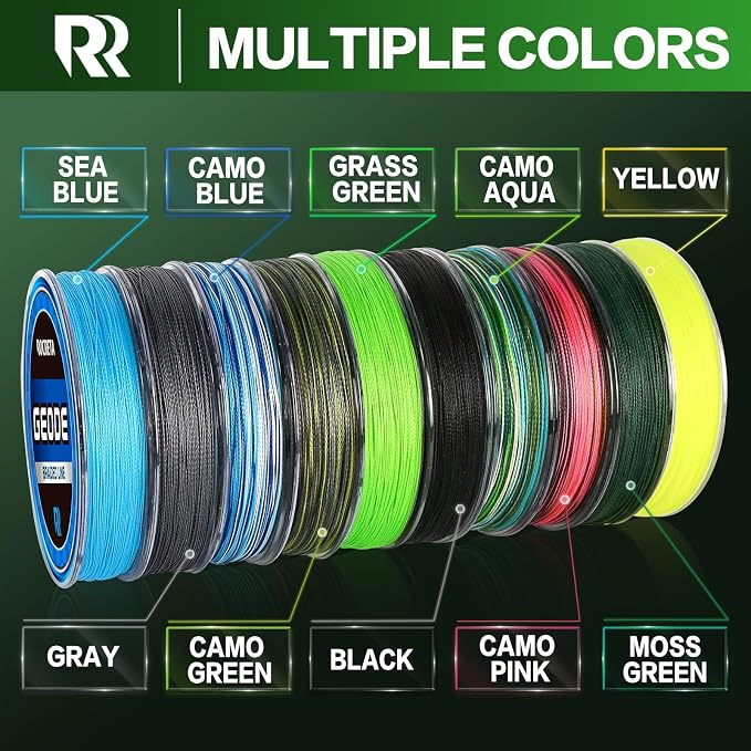 Geode Braided Fishing Line, Super Strong Power Braid Lines for Saltwater and Freshwater Fish 8-50lb, 150yds/300yds/500yds/1000yds