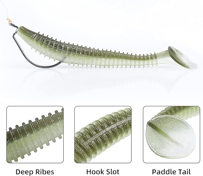 Paddle Tail Swimbaits 100/80/50PCS, 5/4/3/2 inch Soft Fishing Lures Bulk Pack – Durable Lifelike Action Lures for Bass, Trout, Crappie – Freshwater & Saltwater Fishing Gifts