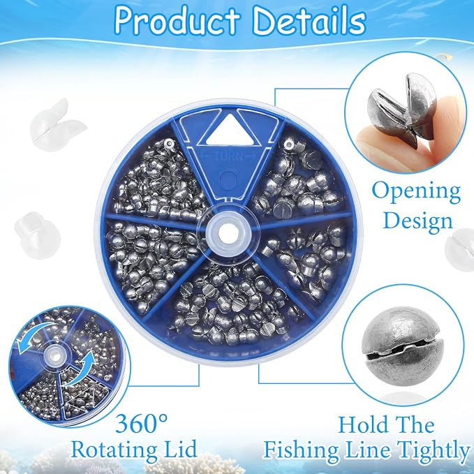 Fishing Weights Sinkers, 200/100pcs Lead Split Shot Fishing Sinkers Open Mouth Design Weights Clip Freshwater Saltwater Fishing Accessories