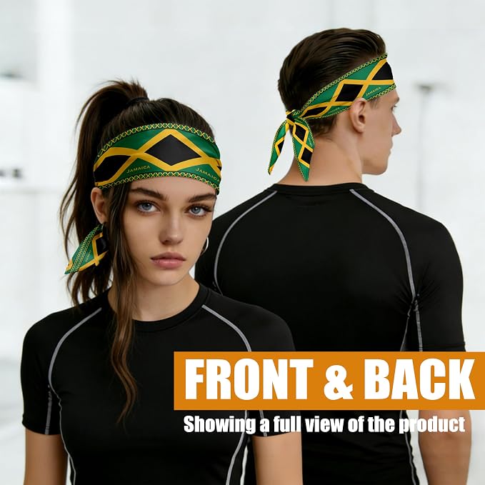 Flag Tie Headbands for Men Women, Moisture Wicking Sweatband Breathable Sports Headwrap, Non-Slip Stretchy Adjustable Fitness Hair Band