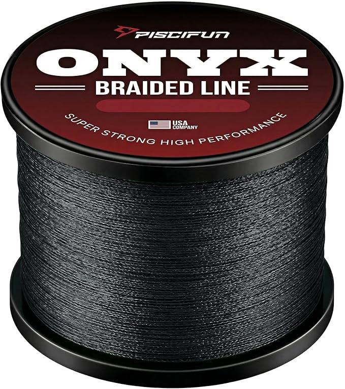 Piscifun Onyx Braided Fishing Line, Superline Abrasion Resistant Braided Lines, Zero Stretch Super Strong, Low Memory, Fast Water Cutting PE Fishing Lines, 6lb-150lb