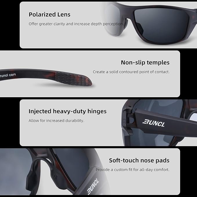 RUNCL Polarized Sports Sunglasses Billy, Fishing Sunglasses UV400 - Ultralight Floating TAC Lens, Anti-seawater Coating