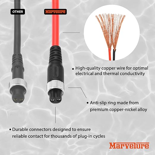 Power Cord Cable 10 FT (300 CM) Compatible for Daiwa Tanacom Seaborg Leobritz, Shimano Plays BeastMaster ForceMaster Electric Fishing Reels (Red (1 Pc))