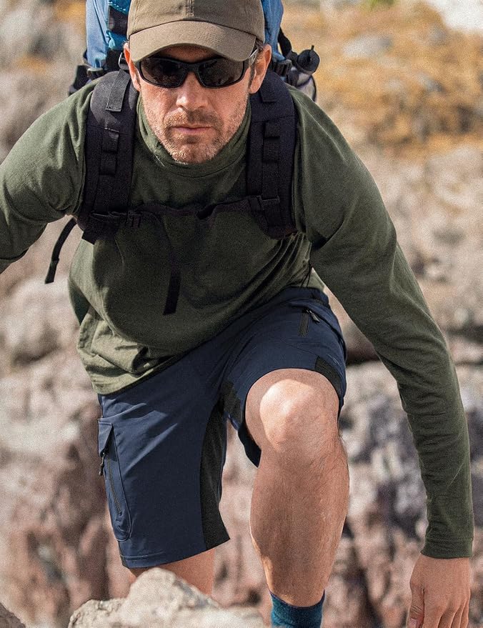 XKTTAC Men's Outdoor Quick Dry Lightweight Stretchy Shorts for Hiking, Tactical, Camping, Travel with 6 Pockets