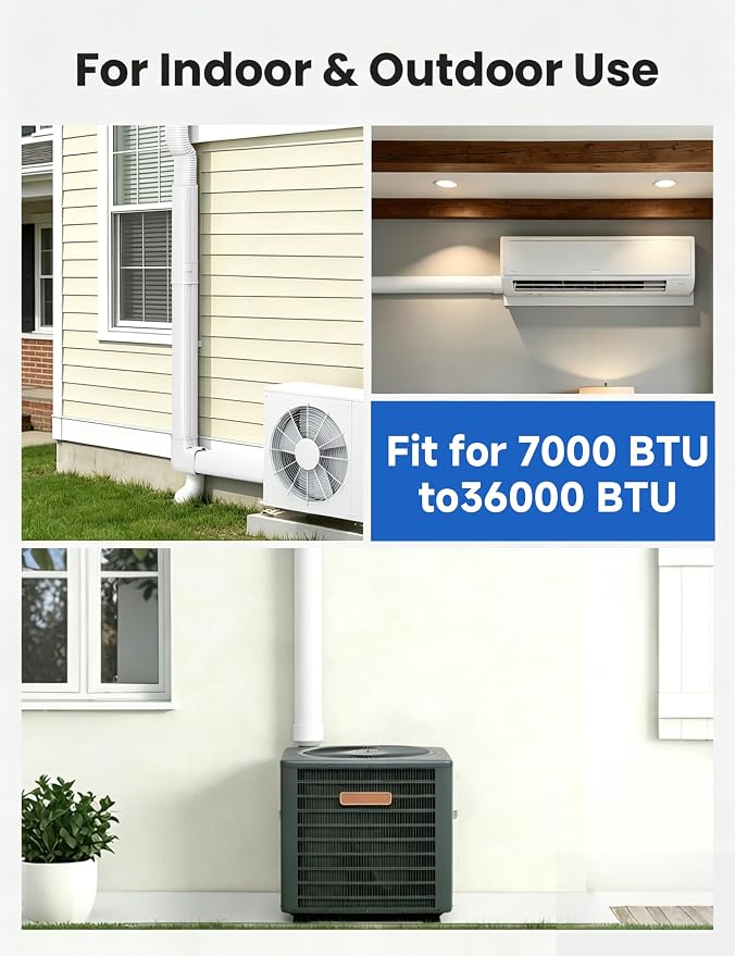 4'' 17 Ft Mini Split Line Cover Set Kit, Ductless Pipe Cover for Mini Split Line, Line Set Cover for Mini Split Air Conditioner, Central AC Pipe Cover