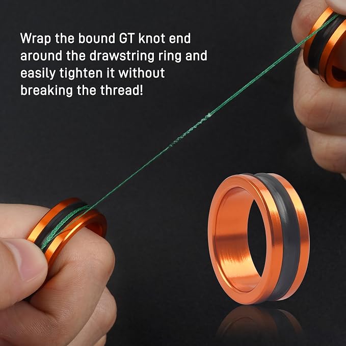 Fishing Line Knot Puller Ring-2 Pack Durable Stainless Steel Line Dragger Tool, Compact Fishing Linne Knot Tightener Convenient Ring Grip for Easier Fresh Salt Water