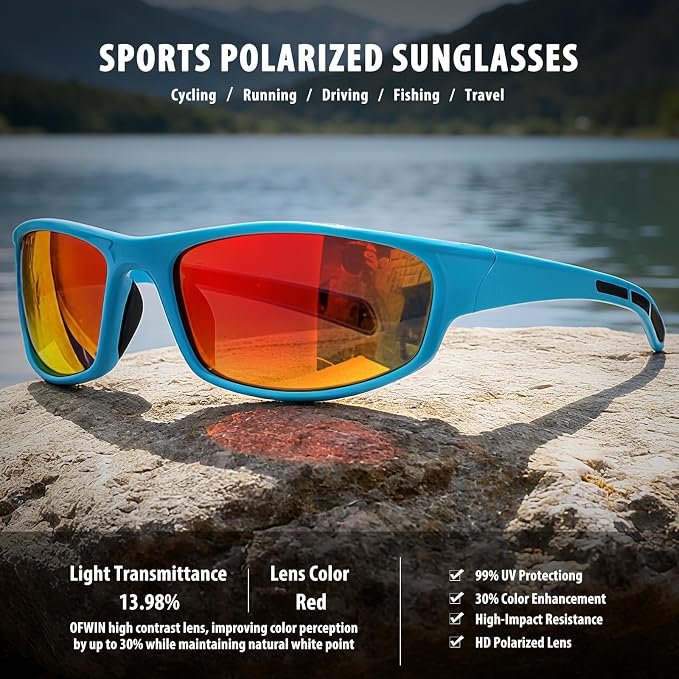 Sports Polarized Sunglasses for Men Women Wrap Around Sun Glasses Fishing Cycling Driving Running UV Protection