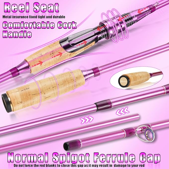 Sougayilang Spinning Rod Reel Combos,Colorful Two Pieces Spinning Pole with Smooth Strong Reel Available for Freshwater Bass Walleye Trout Fishing