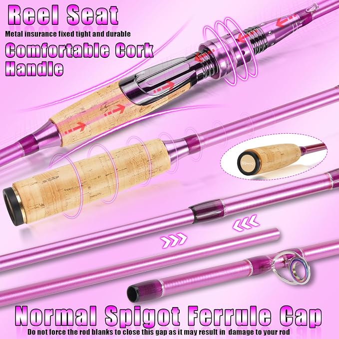 Sougayilang Spinning Rod Reel Combos,Colorful Two Pieces Spinning Pole with Smooth Strong Reel Available for Freshwater Bass Walleye Trout Fishing
