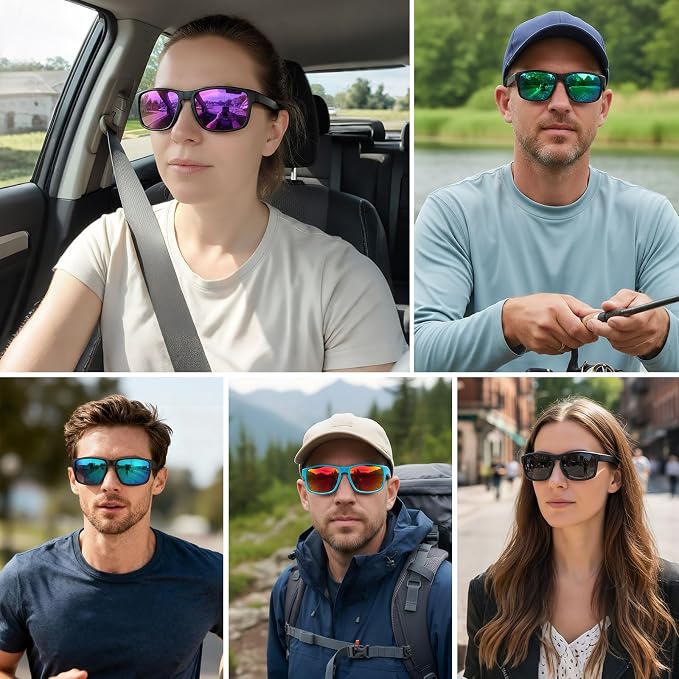 Sports Polarized Sunglasses for Men Women UV Protection Unbreakable Driving Running Fishing Hiking Sun Glasses