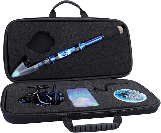 Sougayilang Fishing Rod and Reel Set Carbon Fiber Telescopic Fishing Rod 12+1BB Spinning Reel with Carry Case for Saltwater Freshwater