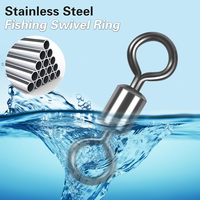 Barrel Swivels Fishing Tackle, 20/80pcs Heavy Duty Fishing Swivel Connector Stainless Steel Black Nickel Rolling Swivels Saltwater Freshwater 30-1322lb