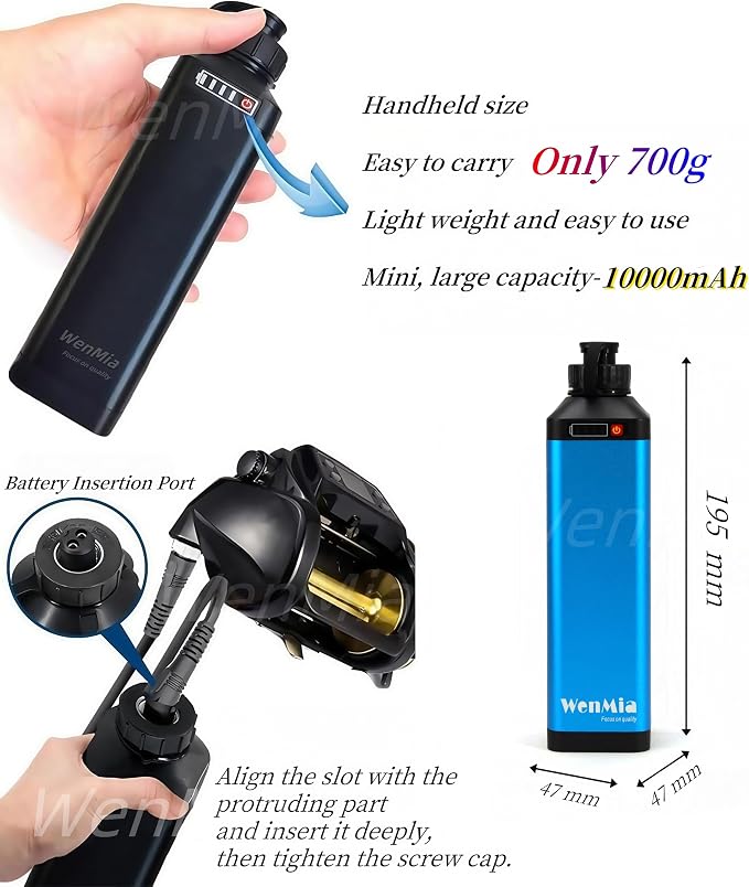 14.8V Super Mini Electric Fishing Reel Battery IP68 Waterproof Aerospace Aluminum Body Compatible for Daiwa and Portable Design