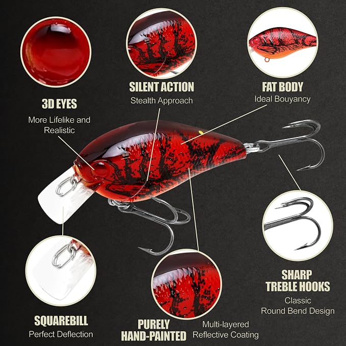 LUCKY CRAFT LC 1.5 Silent Squarebill Crankbait Fishing Lure, 2-3/8", Bass Fishing Lures for Freshwater, Hard Crankbait with Treble Fishing Hooks, Fishing Accessories