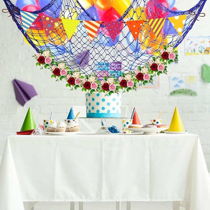 12 Pack Decorative Fish Netting for Party 80 x 40 Inch Natural Cotton Fish Net Decorations for Pirate Ocean Under The Sea Hawaiian Mermaid Party Picture Wall Hanging Decoration(Novel Color)