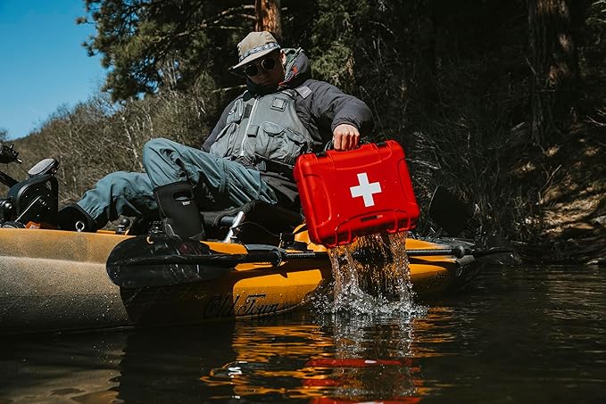 NANUK 920 Waterproof First Aid Box Empty – Durable, Medical First Aid Organizer Case, IP67-Rated, Dustproof, Impact-Resistant, and Floats (15" x 10.5" x 6.2") – Red