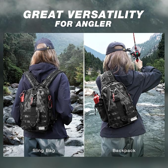 Ghosthorn Fishing Backpack Waterproof Tackle Bag Sling Bag Gift
