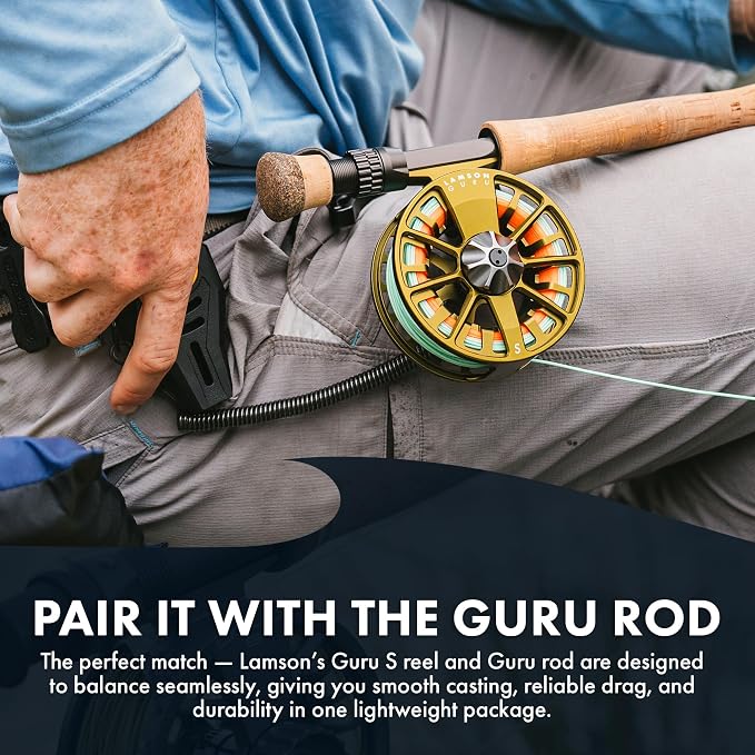 LAMSON | Guru S-Series -3+ Fly Fishing Reel | All-Water | Large Arbor, Fully CNC Machined/Anodized, Lightweight Durability