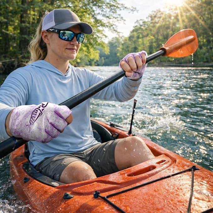 Palmyth Stubby UV Fishing Gloves Sun Protection Fingerless Glove Men Women UPF 50+ SPF for Kayaking, Paddling, Canoeing, Rowing, Driving