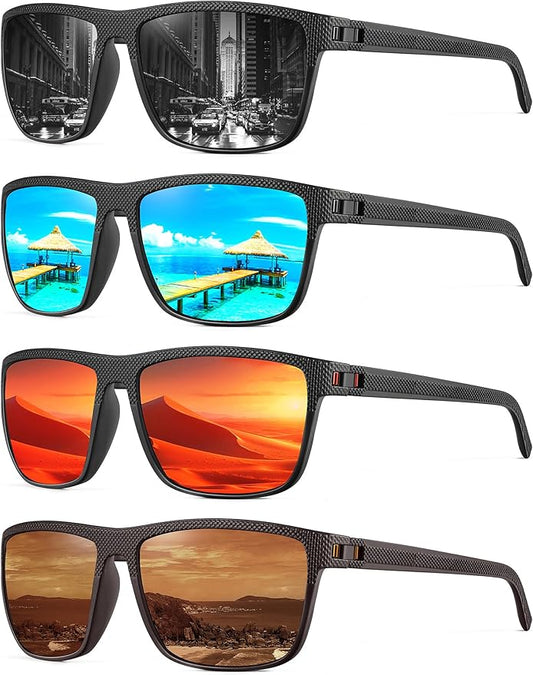 NSSIW Mens-Sunglasses Polarized Sunglasses Men : Classic Sun Glasses with UV Protection for Driving Fishing Golf 4 Packs