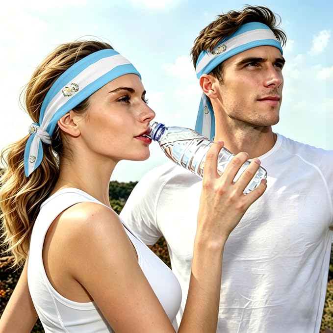 Flag Tie Headbands for Men Women, Moisture Wicking Sweatband Breathable Sports Headwrap, Non-Slip Stretchy Adjustable Fitness Hair Band