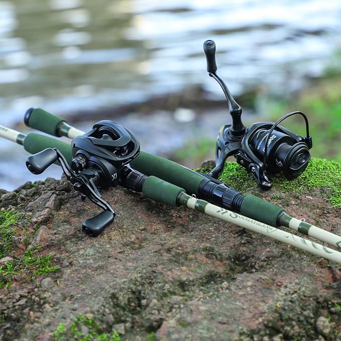 Sougayilang Fishing Rod 24-Ton Carbon&Glass Fiber Composite Spinning and Casting Rod, 2 Piece for Bass Trout Crappie Travel Fishing- 6'0"