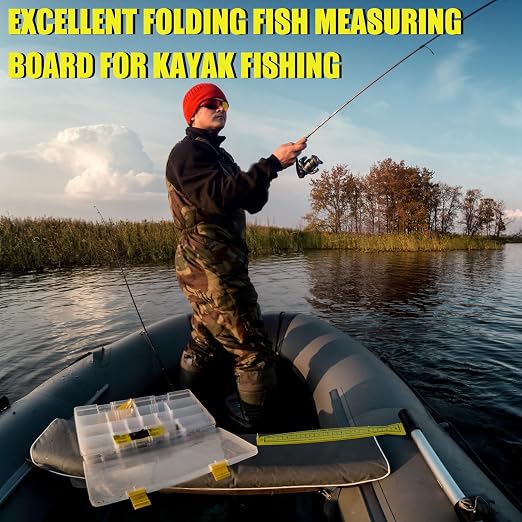 VioraWhite 2 Pcs Fish Measuring Board - 32in/80cm Folding Fishing Ruler Fishing Measurement Ruler Crab Measuring Tool Lightweight Bump Board for Boat Kayak (32" Imperial Scale)