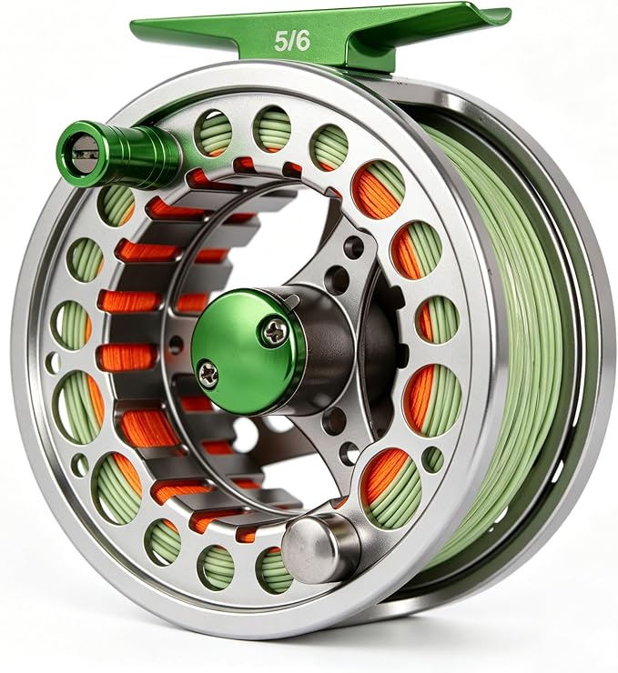 Fly Fishing Reel with Aluminum Alloy Body 5/6wt Die Cast Pre-Loaded Fly Reel with Line Combo for Trout Bass Carp Pike Panfish